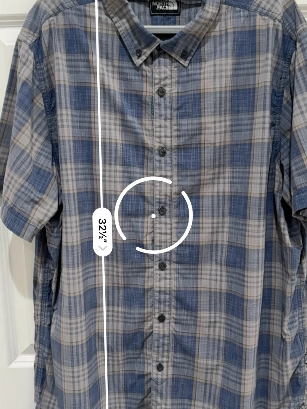 North Face Men’s Short Sleeve Button Up Shirt Sz XXL / TG Blue Plaid